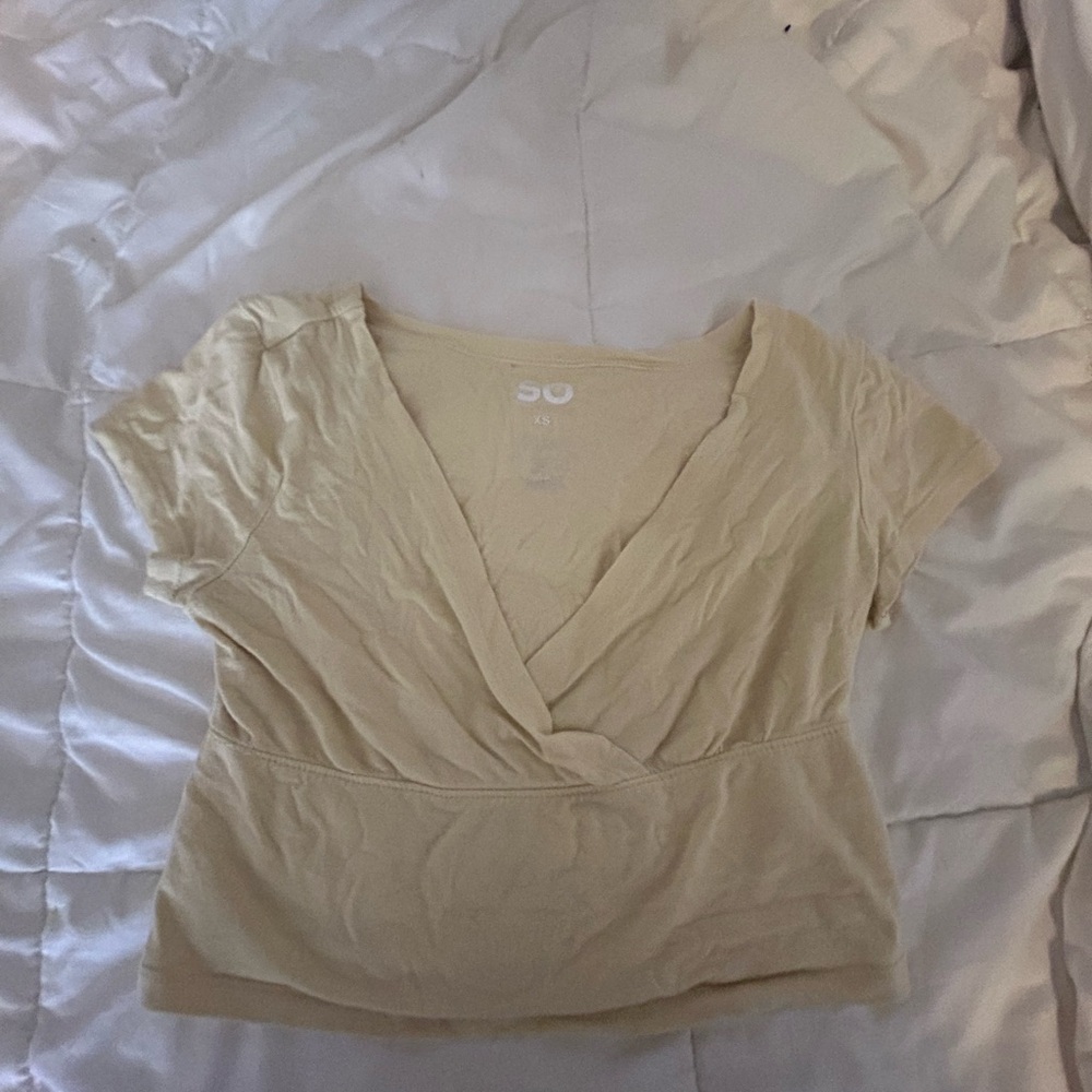 SO Cream Cap Sleeve Wrap Blouse